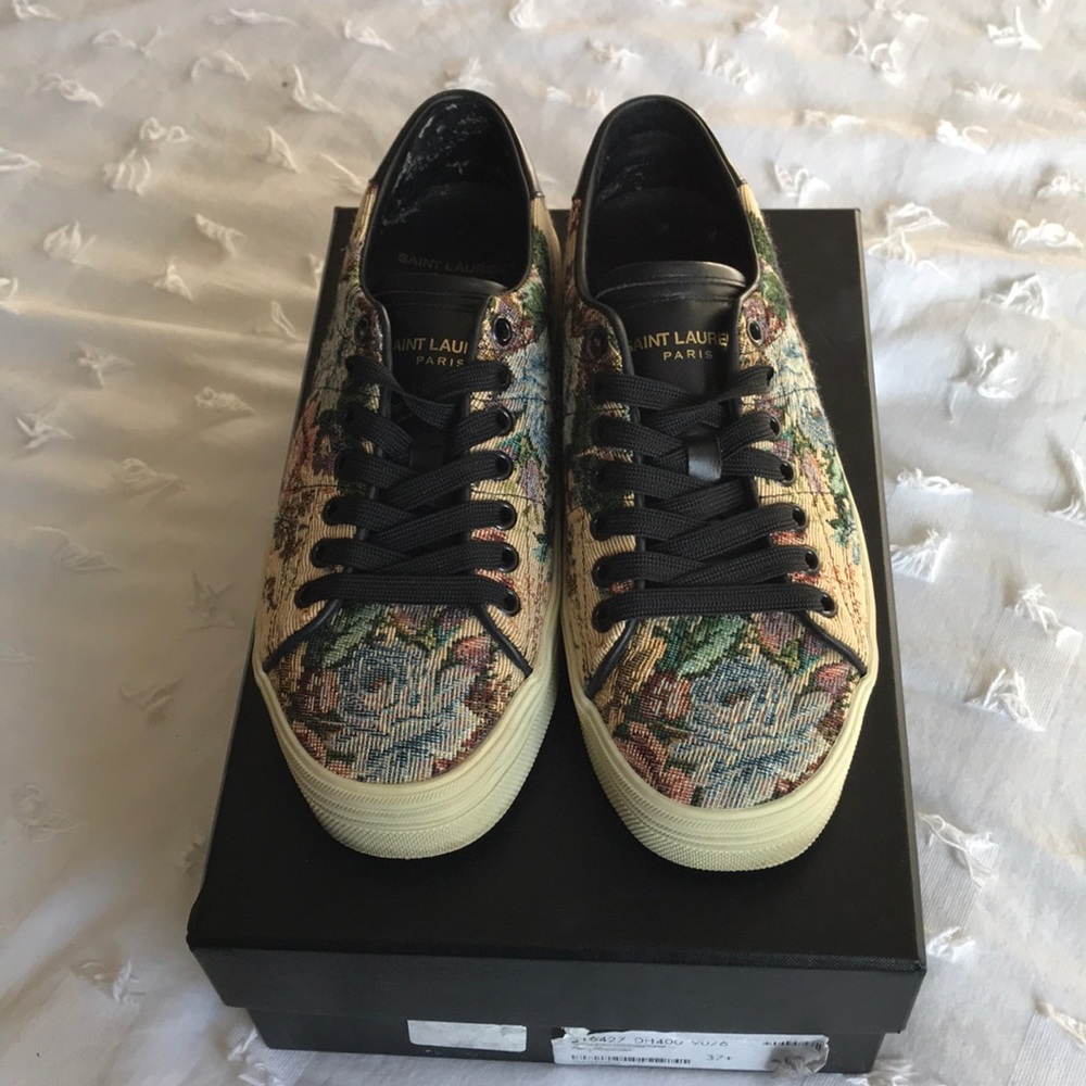 Saint Laurent Embroidered Platform Sneaker